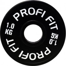 Диск для штанги каучуковый, черный, PROFI-FIT D-51, 1,0 кг